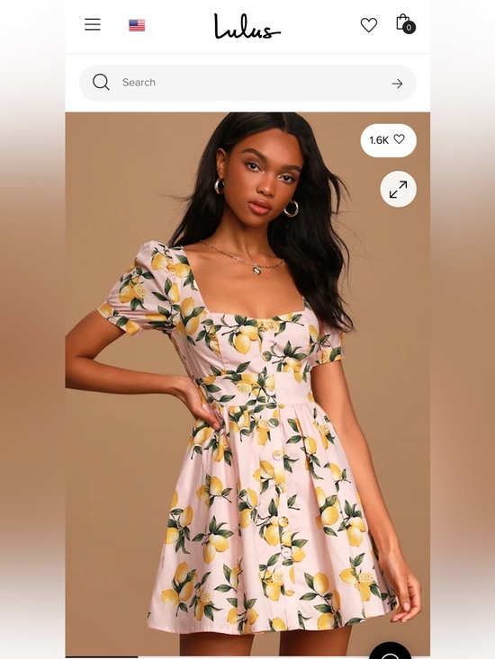 Lulus Dresses & Skirts - NWT Lulus Squeeze the Day Lemon Print Puff Sleeve Skater Dress Medium Light Pink